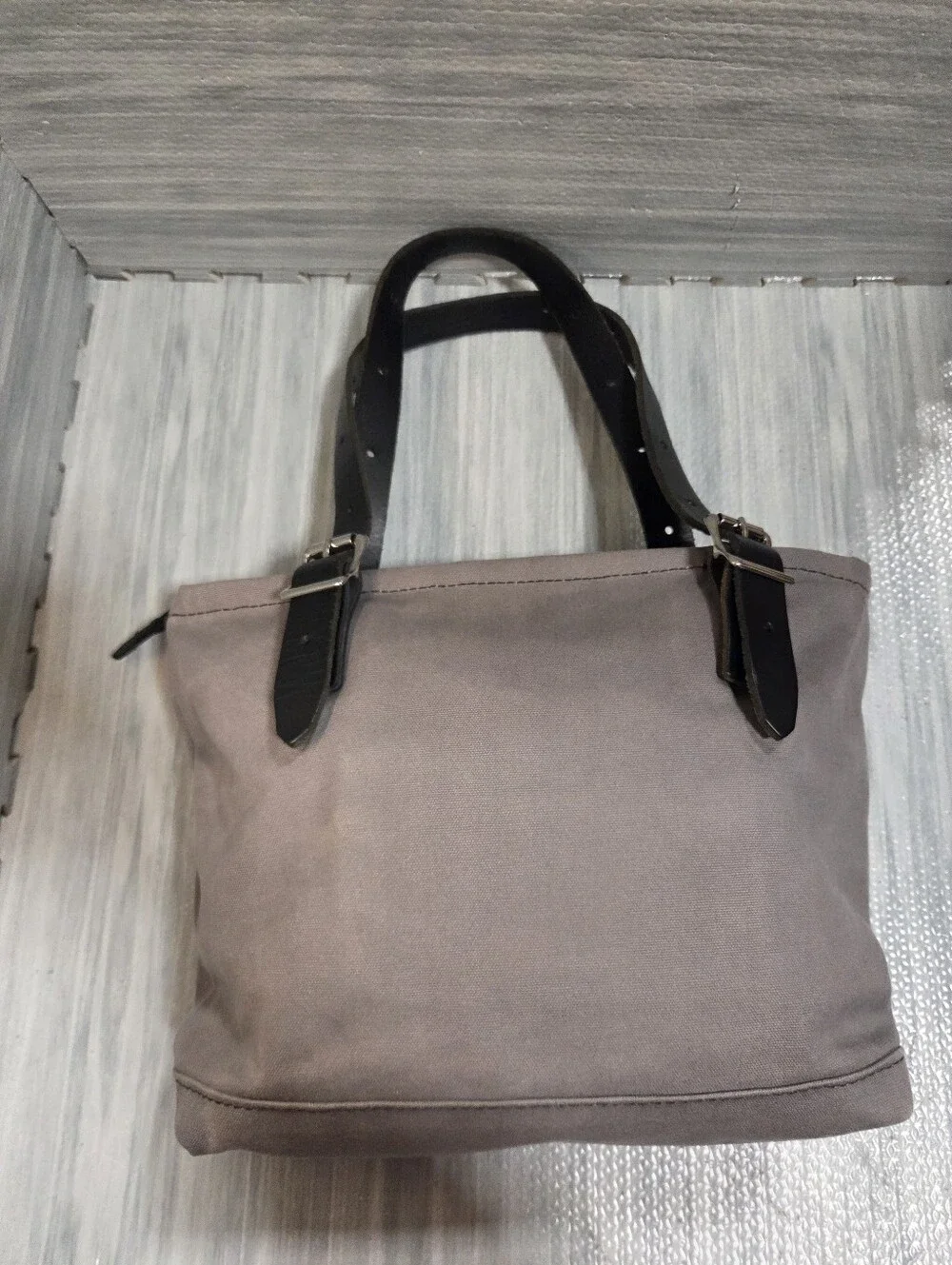 Duluth Pack Canvas & Leather Lakewalk Tote Grey Purse Bag Women’s